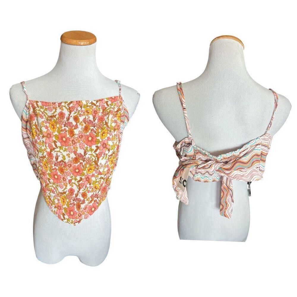 NWT Juniors Womens Kohls SO Pink & Yellow Floral Bandana Tank Top - Sz XL